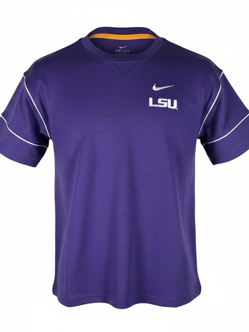 Nike LSU Tigers Crewneck Short Sleeve Shirt Purple White Piping Men